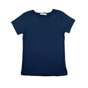 Bryn Walker Womens XS Navy Blue Cotton Blend Short Sleeve T-Shirt Made USA